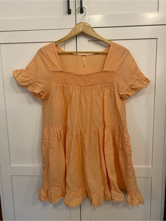 Free People Dresses & Skirts - Free People Boho Gypsy Flowy Linen-Blend Ruffled Tiered Mini Dress Tunic Size M